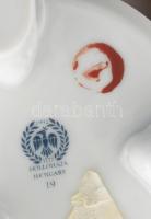 Hollóházi virág mintás lábas váza. Kézzel festett, jelzett, hibátlan d: 14 cm, m: 16 cm