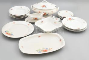 Zsolnay pipacs mintás porcelán étkészlet 4 személyes. Matricás, jelzett, minimális kopással Nagy tlk, sótartó, leveses, szószos.