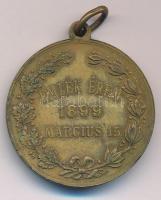 1899. "Petőfi - Bem / Emlék Érem 1899. március 15." bronz emlékmedál füllel, mellszalag né...