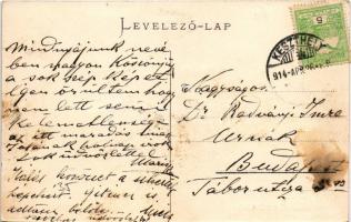 1914 Keszthely, Üdvözlet mitőlünk! villa terasza, belső udvar (fl)