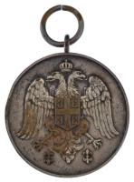 Szerbia 1913. "Buzgó Szolgálatért Érdemérem 2. osztály" aranyozott Br kitüntetés, mellszalag nélkül T:XF,VF patina Serbia 1913. "Medal for Zealous Service, 2nd Class" silver plated bronze decoration without ribbon C:XF,VF patina
