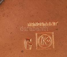 Kézzel készült retro iparművész váza pár, bronz, jelzéssel, m: 22,5 cm