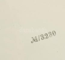 Fajansz reggeliző tálca, fém peremmel. d: 24 cm