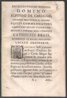 1656 Alfonso de Cardenas, Szt. Jakab lovagrend tagjához, nagy-britanniai követhez kapcsolódó nyomtat...
