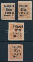 1902-1903 4 db felülnyomott Hírlapbélyeg