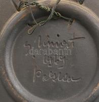 Őzek mintás falitál, jelzéssel, kopással, d: 18 cm