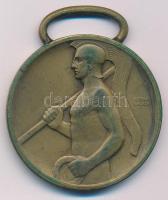 Berán Lajos (1882-1943) 1928. Ferencz Városi Torna Club kétoldalas jelzett bronz díjérem füllel (41mm) T:AU patina