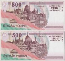 2006. 500Ft "A forradalom 50. évfordulója 1956. október 23." (2x) egyugrásos sorszámkövető...
