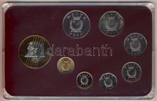 Málta 1998-2002. 1c-1L 7klf db + 2004. 1€ próbaveret kereskedői szettben T:1,PP Limitált p...