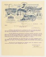 1918 Weipert, Gewehrfabrik K.u.k. Hof- & Kammerlieferant Gustav Fükert, fegyvergyár dekoratív fejléces levélpapírjára írt, gépelt levél, Michailovits Kornélnak címezve, rajta a gyár látképével, jó állapotban