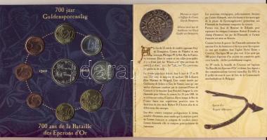 Belgium 2002. 1c-2€ 8klf db + "Aranysarkantyús csata" emlékérem szettben T:BU