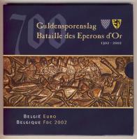 Belgium 2002. 1c-2€ 8klf db + "Aranysarkantyús csata" emlékérem szettben T:BU