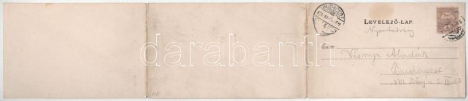 1901 Esztergom, Mária Valéria híd (Vaszary Kolos), látkép. Wallfisch S. 3-részes kinyitható panoráma...