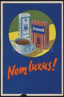 1936 Nem luxus!, Franck kávé és Kneipp malátakávé, illusztrált, kétoldalas reklámlap, alján kis sérüléssel, 20x13 cm