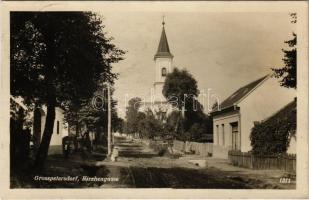 1929 Nagyszentmihály, Németszentmihály, Grosspetersdorf; Kirchengasse / Templom utca / street, church