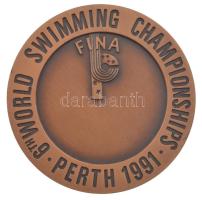 Ausztrália 1991. "6. Úszó Világbajnokság, Perth 1991 - FINA" bronz emlékérem (50mm) T:AU Australia 1991. "6th World Swimming Championship, Perth 1991 - FINA" bronze commemorative medallion (50mm) C:AU