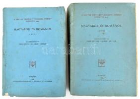 Magyarok és románok I-II. kötet. Szerk. Deér József és Gáldi László. Bp., 1944, Athenaeum. 666+584p. Kiadói, erősen sérült kartonált papírkötésben; a lapok szélei megviseltek.