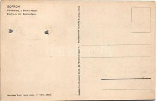 Sopron, Várostorony és Storno ház. Mikulecz Emil rajzai után. Első Soproni Gomb- és Fémdíszárugyár r...