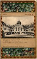 1902 Gödöllő, Kastély udvara. Nemesánszky Józsefné kiadása, Art Nouveau, floral, litho (EK)