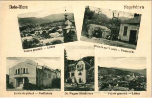 Nagybánya, Baia Mare; látkép, festőiskola, veresvizi aranybánya bejárata, Dr. Wagner szanatórium / art school, sanatorium, Valea rosi mine entry