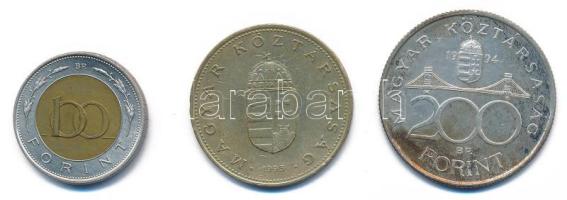 1995. 100Ft + 2002. 100Ft "Kossuth" + 1994. 200Ft Ag "Deák" T:XF