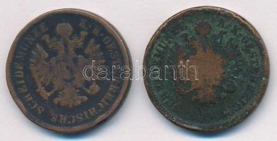 Vegyes: 1861B 4kr Cu + Ausztria 1861A 4kr Cu T:F ph