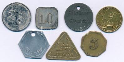 Németország 7db klf fém, bronz sörzseton, közte "Gatshaus Napoleonstein" T:AU-VF
Germany ...