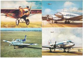 12 db MODERN MALÉV repülős képeslap emlékbélyegzésekkel / 12 modern aircraft postcards