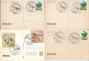 12 db MODERN MALÉV repülős képeslap emlékbélyegzésekkel / 12 modern aircraft postcards