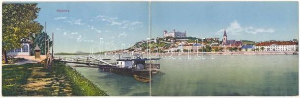 Pozsony, Pressburg, Bratislava; 2-részes kihajtható panorámalap / 2-tiled folding panoramacard (gyűrődés / crease)