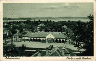 1939 Zamárdi, Balatonzamárdi; Vasútállomás, látkép. Monostory György kiadása