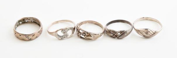 5 db ezüst (Ag) gyűrű 8,8 g jelzettek