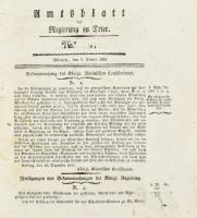 1828-1829 Amtsblatt der Regierung zu Trier. 1828. 1-45. sz., jan. 9 - dec. 23., majd nem teljes évfo...