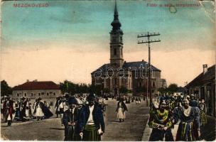 1913 Mezőkövesd, Fő tér a katolikus templommal, magyar folklór. W.L. Bp. 2563. Balázs Ferenc kiadása (szakadás / tear)