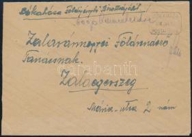 1946 (6. díjszabás) Távolsági levél 600P készpénzes bérmentesítéssel és BÓKAHÁZA postaügynökségi bélyegzéssel