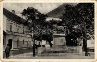 1935 Szigetvár, Zrínyi emlékmű, Korona szálloda (kopott sarkak / worn corners)