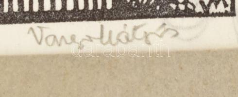 Varga Mátyás (1910-2002): Budapest 1873-1973. Fametszet, papír, jelzett, paszpartuban. 9x26 cm