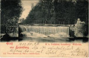 1902 Laxenburg, K. K. Lustschloß Laxenburg, Wasserfall / royal castle, waterfall. Verlag C. Ledermann jun. (EK)