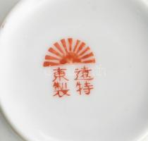 Japán porcelán szett, jelzéssel, sérüléssel, hiányos
