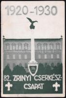 1930 Meghívó a 82. Zrínyi cserkészcsapat 10 éves jubileumi ünnepélyére, benne beragaszott képpel, kissé sérült, foltos, 19x13 cm