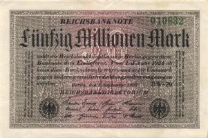 Német Birodalom / Weimari Köztársaság 1923. 50.000.000M (7x) fehér papíron, közte egymás utáni ill. ...