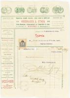 1906 Oberbauer A. Utóda. Magyarország legrégibb miseruhák, egyházi szerek és zászlók gyára fejléces számla, díszes verzóval, sérült, hajtott.