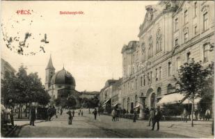 1913 Pécs, Széchenyi tér, Vigan Károly üzlete, drogéria, Belvárosi templom