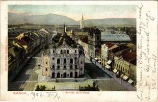 1902 Kassa, Kosice; Színház és Fő utca. Nyulászi Béla kiadása / theatre, main street (EK)