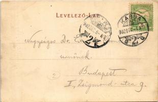 1902 Kassa, Kosice; Színház és Fő utca. Nyulászi Béla kiadása / theatre, main street (EK)