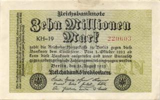 Német Birodalom / Weimari Köztársaság 1923. 10.000.000M (6x) kis ugrású ill. egymás utáni sorszámokk...