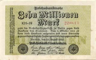 Német Birodalom / Weimari Köztársaság 1923. 10.000.000M (6x) kis ugrású ill. egymás utáni sorszámokk...