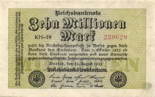 Német Birodalom / Weimari Köztársaság 1923. 10.000.000M (5x) közeli ill. egymás utáni sorszámokkal T:II,II+