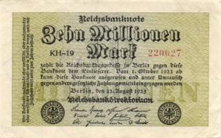 Német Birodalom / Weimari Köztársaság 1923. 10.000.000M (5x) közeli ill. egymás utáni sorszámokkal T...