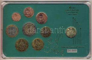 Franciaország 1999-2005. 1c-2€ 8klf db + Monaco 1975. 10c kereskedői szettben T:1 Limitált példányszám!